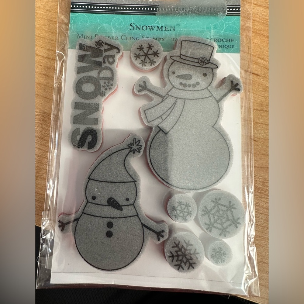 TPC Studio Mini Rubber Cling Stamp - Snowmen, NEW